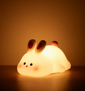 Cute Silicone Squishy Night Lamp Fox Rabbit Dimmable Nursery Nightlight Rechargeable Timing Bedside Table Lamp With Touch Sensor