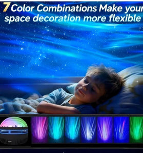 LED Ocean Wave Starry Sky Projector Lamp 1pc 7 Colors Remote Control USB Powered for Kids Room Bedroom Party Ambient Light