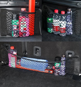 Car Back Rear Mesh Trunk Seat Elastic String Net Magic Sticker Universal Storage Bag Pocket Cage Auto Organizer Seat Back Bag