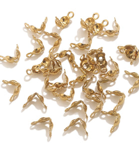 50pcs PVD Gold Plated Stainless Steel Connector Clasp Crimp End Beads For Bracelet Necklace Chains DIY End Caps Jewelry Findings