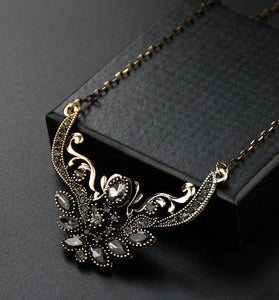 Sunspicems Gray Crystal Bohemia Turkish Women Pendant Necklace Retor Gold Color Indian Flower Charm Choker Wedding Jewelry 2021