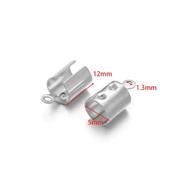 50pcs Stainless Steel High Quality Crimp End Beads Caps Leather Cord Clips for DIY Jewelry Making Necklace Connectors Supplies