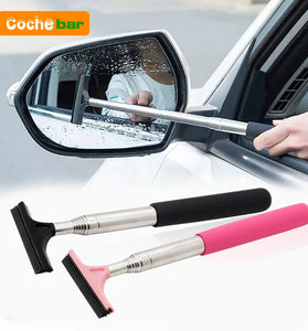 Car Rearview Mirror Wiper Cleaning Tool Auto Glass Mist Cleaner Scraper Car Accessories Handle Telescopic Window Cleaning Brush