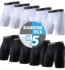 1/5 Pcs Men's Plus Size Black And White Long Sports Underwear Running Fitness Basketball Football Elastic Waist Shorts Teenagers