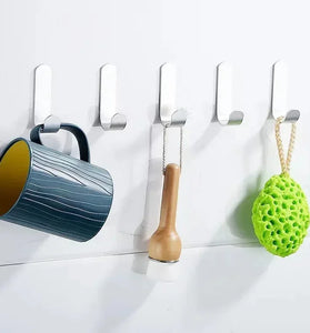 2Pcs Strong Self-Adhesive J-hook Waterproof Adhesive Hanging,Bathroom Towel Key Kitchen