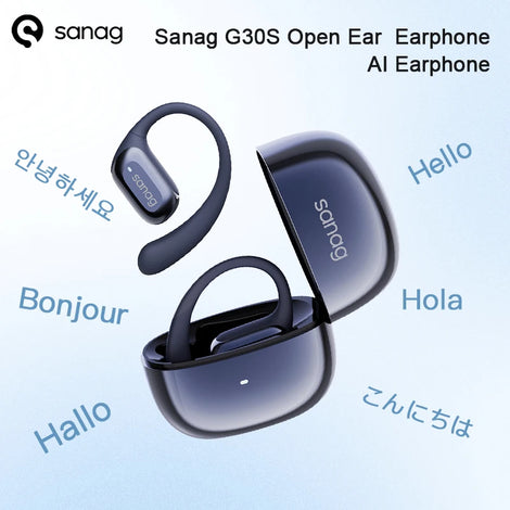 Sanag G30S Open Ear Wireless Earphone  Air Conduction  Ear Hook 48 Hours Playtime Bluetooth 5.4 OWS AI Earphone
